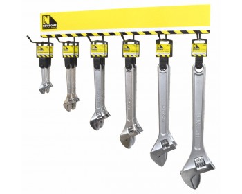 Rack of Adjustable Wrenches